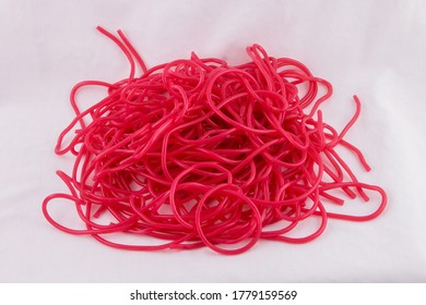 Candy Pile Of Delicious Red Strawberry Laces - Flavoured Licquorice