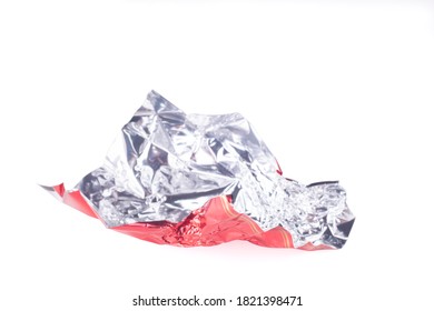 Candy Red Wrapper Empty And Open Isolated On White Background With Copy Space For Your Text