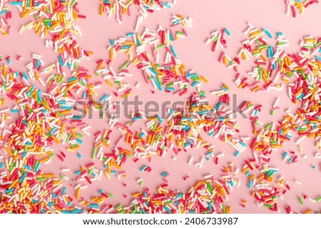 Candy Sprinkle Texture Background, Donut Rainbow Sprinkles Pattern, Sweet Color Glaze Banner, Many Small Vermicelli Mockup with Copy Space for Text
