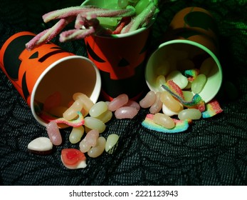 Candy Sweets For Trick Or Treat Halloween Medium Shot Selective Focus 