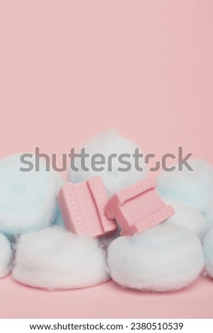 Barbie’s Candy Wonderland: Exploring Pink Bubblegum Delights with a Touch of Playful Blue, Sweet Treats and Nostalgia. Gender Reveal Delight: Pink and Blue, Boy or Girl.
