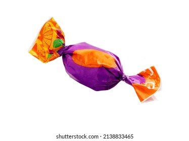 Candy. Wrapped Candies Isolated On White Background.