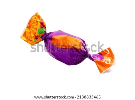 Candy. Wrapped candies isolated on white background.