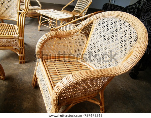 Cane Chairrocking Chair On Whitechair Balcony Stock Photo (Edit Now