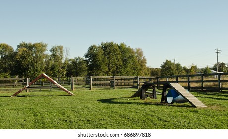 Canine Agility Equipment At A Dog Park.