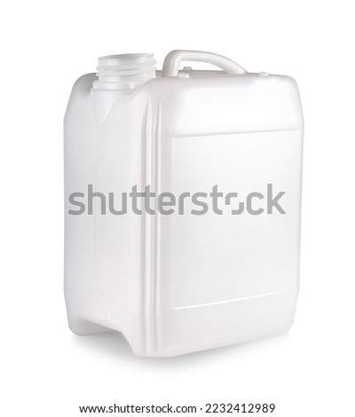 Canister with a liquid substance isoilated on white