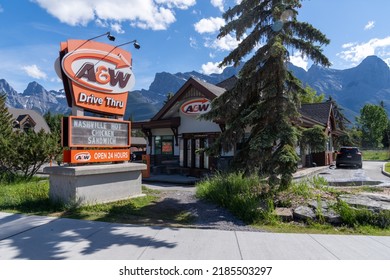 Canmore, Alberta, Canada - July 7, 2022: An AW Fast Food Restaurant, Famous For Its Root Beer, On A Sunny Summer Day