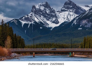 Canmore Mountains On A Cloudy Day