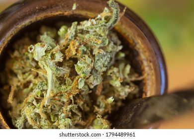 Cannabis In Bong Macro Photo