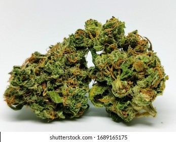Cannabis bud isolated on white background.  
