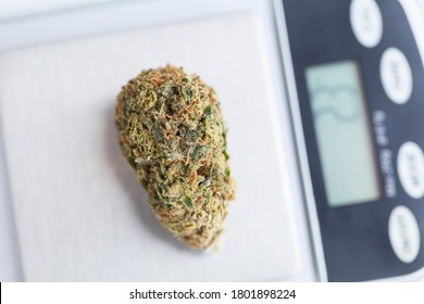 Cannabis Bud Medical Close Up Scales Top View