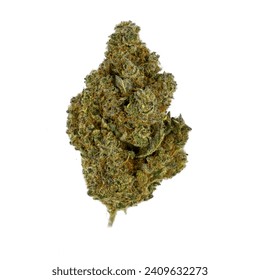 Cannabis bud, top view, flower, marijuana, weed, white background