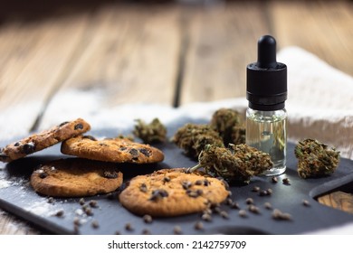 Cannabis Buds With Cbd Oil And Cookies