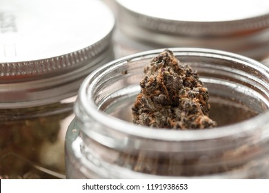 Cannabis Buds In A Jar Ready For Sale