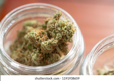 Cannabis Buds In A Jar Ready For Sale