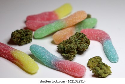 Cannabis Buds And Sour Jelly Worms