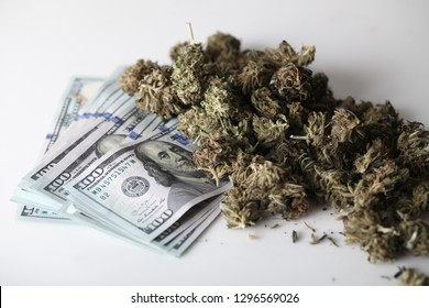 Cannabis Business Concept. Medical Marijuana And Money