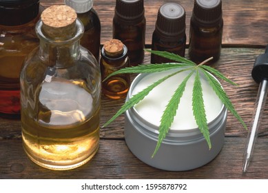Cannabis Cbd Oil And Other Products Close Up.