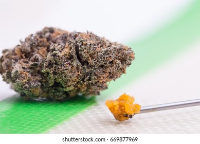 Cannabis Flower And Dab Of Cannabis Oil