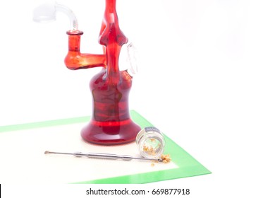 Cannabis Hash Oil And Glass Dab Rig