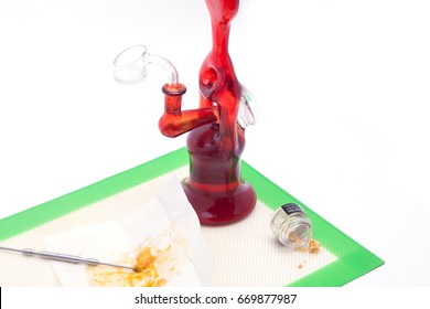 Cannabis Hash Oil And Glass Dab Rig