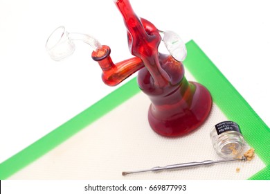 Cannabis Hash Oil And Glass Dab Rig