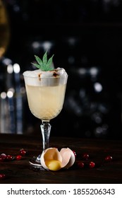 Cannabis infused Cocktail with THC or CBD. rum cannabis drink alcohol and drug cocktail eggnog with marijuana. For recreational and medical consumers