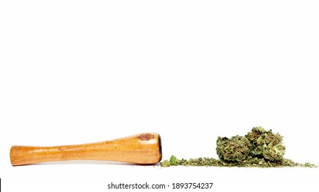 Cannabis and Legal Marijuana on White Background 