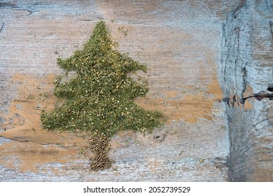 Cannabis Marijuana Christmas Tree On Wood