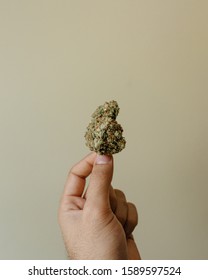 Cannabis Weed Bud Nug Held In Hand Holding