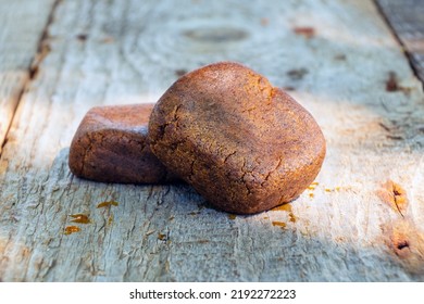 Cannabis Weed With High Thc , Brown Hashish Closeup.