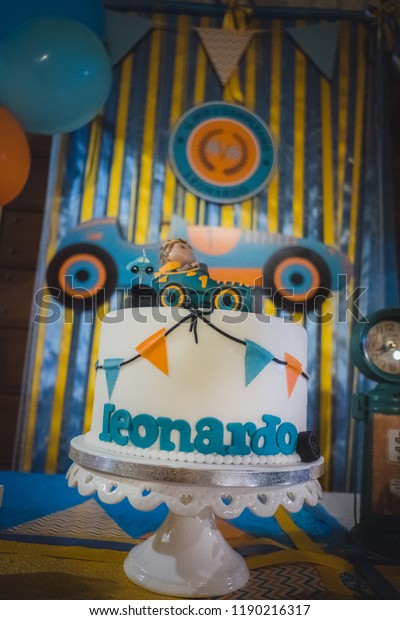Cannara, Umbria / Italy - 09.21.2018: A handmade\
car cake for a birthday\
party.