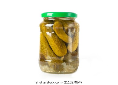 Canned cucumbers isolated on white background. Cucumber isolated. canned cucumbers on a white background in a glass jar - Shutterstock ID 2113270649