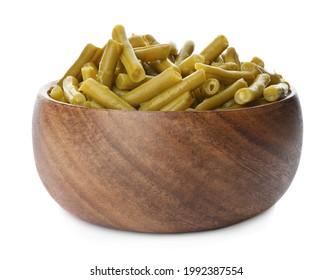 Canned Green Beans In Bowl Isolated On White