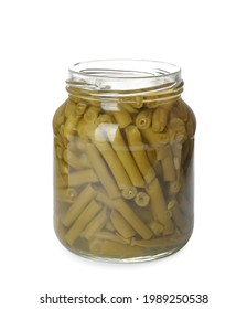 Canned Green Beans In Jar Isolated On White