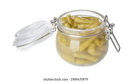 Canned Green Beans In Jar Isolated On White