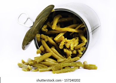 Canned Green Beans On White Background