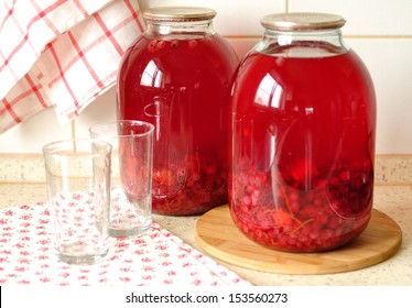 Canned Redcurrant and Orange Compote, selective focus, copy space for your text