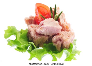 Canned Tuna Chunks With Green Salad And Tomato