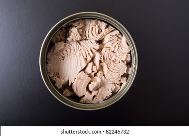 Canned Tuna Fish On Black Background