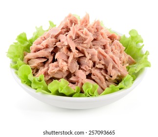 Canned Tuna With Green Salad On White