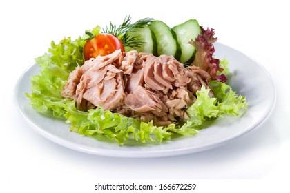 Canned Tuna With Vegetable Salad Isolated