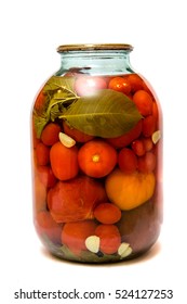 Canned Vegetables In Glass Jars Isolated On White Background
