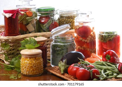 Canned Vegetables, Preparation For Winter, Variety Of Vegetables