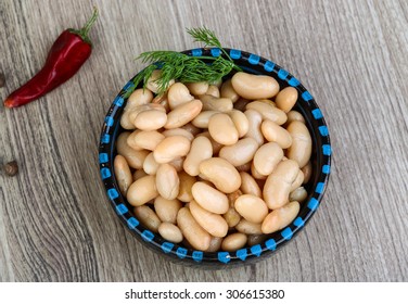 Canned White Beans With Green Fresh Dill Leaf