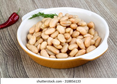 Canned White Beans With Green Fresh Dill Leaf