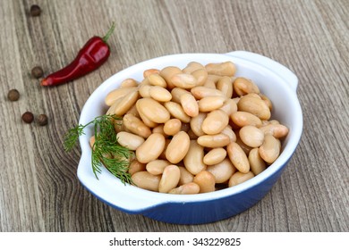 Canned White Beans With Green Fresh Dill Leaf