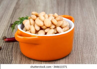 Canned White Beans With Green Fresh Dill Leaf