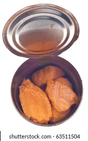 Canned Yams In Can Isolated On White With A Clipping Path.