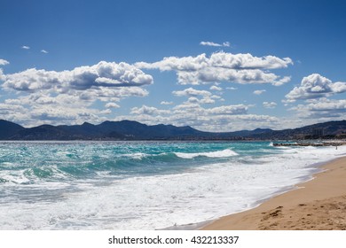 Cannes Beach On A Windy Summer Day